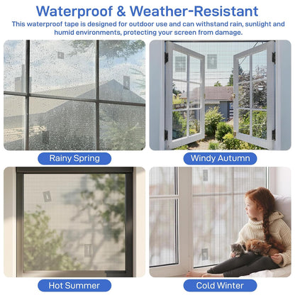 Window Screen Repair Tape 2 in x 40 FT Fiberglass Strong Adhesive Screen Patch, Waterproof Mesh Repair Kit for Window & Door Screen Holes Tears - Black