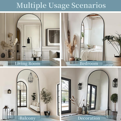 Full Length Mirror with Stand, 71"x28" Arched Full Body Large Stand Up Aluminum Frame Floor Standing Mirror, Freestanding Hanging Leaning Mounted for Bedroom Living Room Entryway Gold
