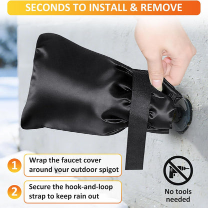 TUPI 2 Pack Outdoor Faucet Covers for Winter | Pro Freeze Protection | Waterproof Spigot Cover, Reusable Winter Insulated Faucet Pipe Protector for Outside Spigot, Hose bib, Water Tap, 8.5" H x6.1 W