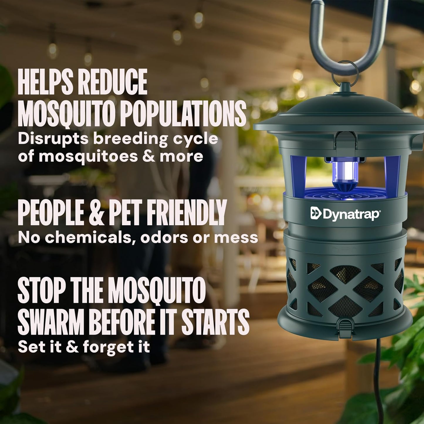 Dynatrap DT1130SR 1/2 Acre Mosquito & Flying Insect Outdoor Trap and Killer – Kills Mosquitoes, Flies, Wasps, Gnats, & Other Flying Insects - Bug Zapper Alternative – Black