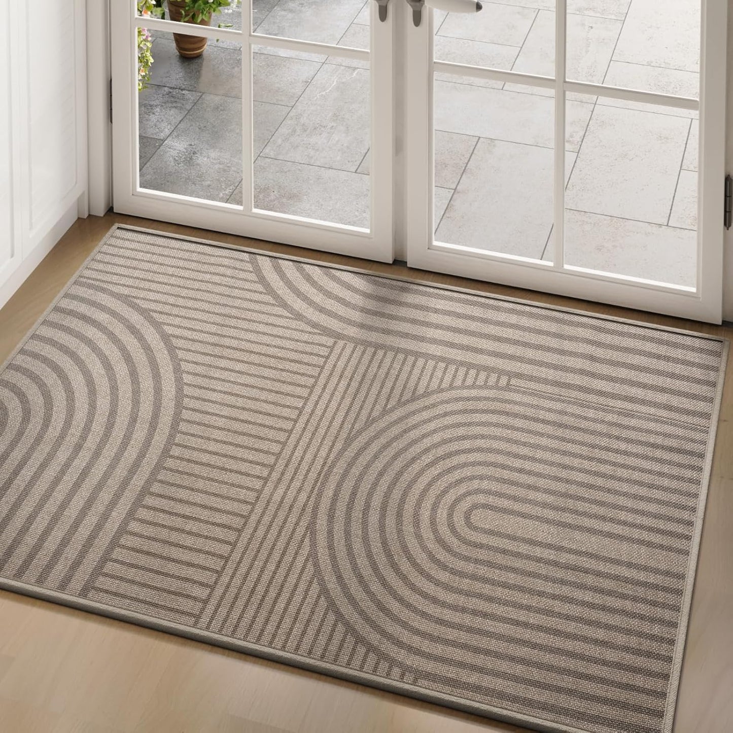 Front Door Mat 17''x30'', Absorbent Dirt Resist Washable Non Slip Low-Profile Indoor Doormat, Easy Clean Welcome Entryway Door Mats, Brown