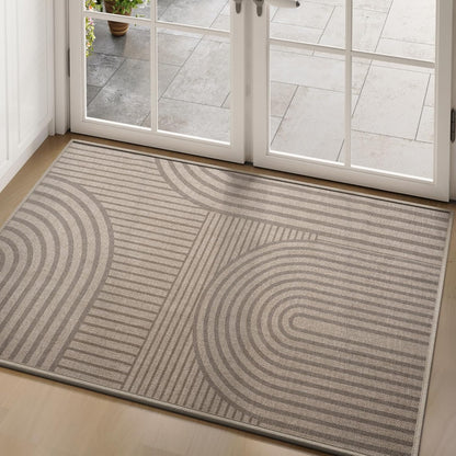Front Door Mat 17''x30'', Absorbent Dirt Resist Washable Non Slip Low-Profile Indoor Doormat, Easy Clean Welcome Entryway Door Mats, Brown