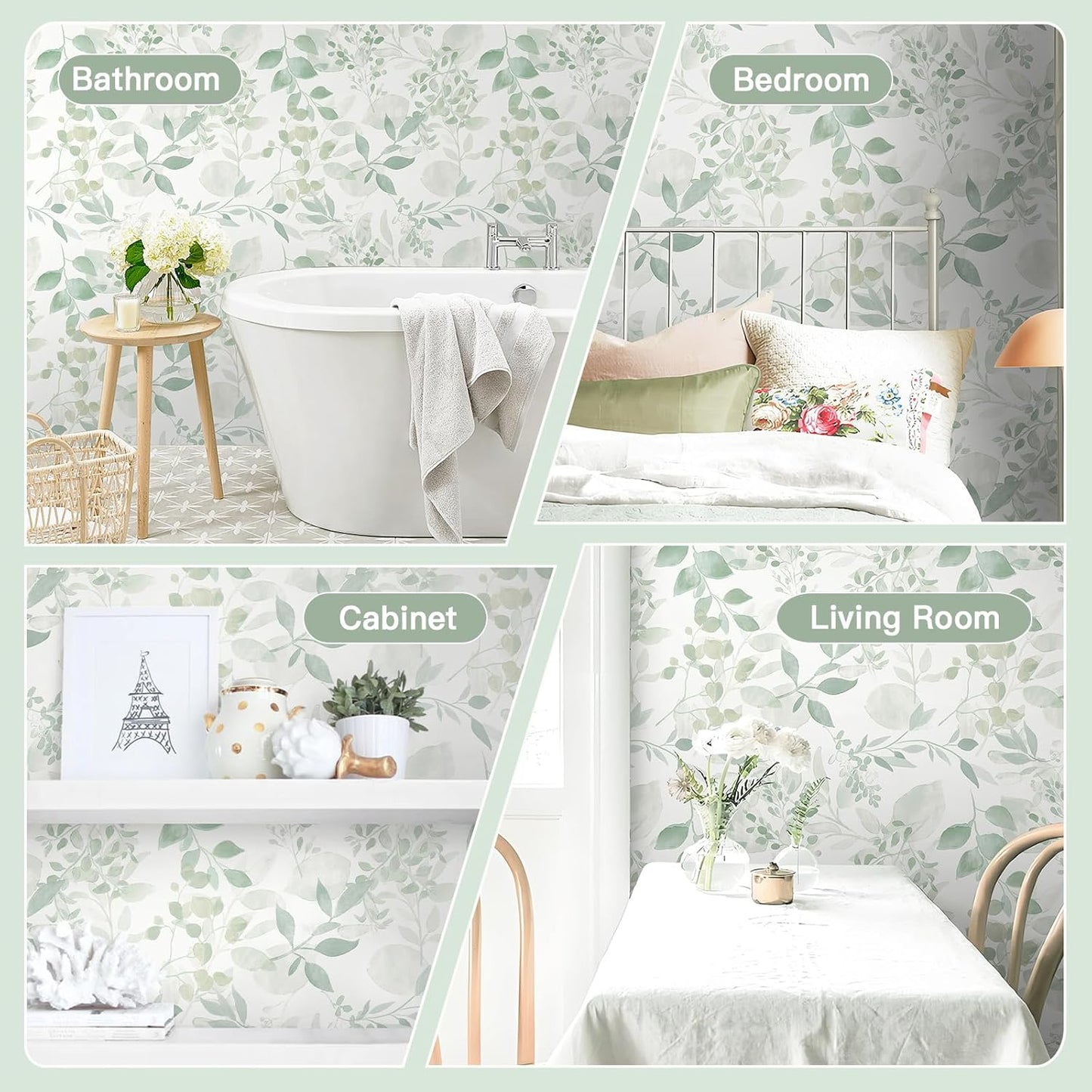 Safiyya Peel and Stick Wallpaper Boho Modern Beige Leaf Contact Paper Peel and Stick Wall Paper Self Adhesive Removable Wallpaper for Bedroom Bathroom Vinyl Roll 78.7"x17.3"