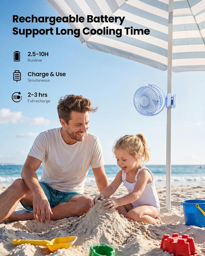 Gaiatop Portable Clip on Fan Battery Operated, Small Powerful 3 Speed Quiet 360° Rotate, USB Rechargeable Mini Personal Cooling Fan for Desk Table Home Office Stroller Camping Women Gifts Purple