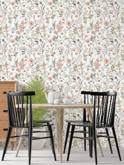 Orainege Pink Floral Peel and Stick Wallpaper Removable Self Adhesive Wallpaper 16.9inx118.1in Modern Wall Paper for Bedroom Bathroom Green Leaf Contact Paper for Cabinets