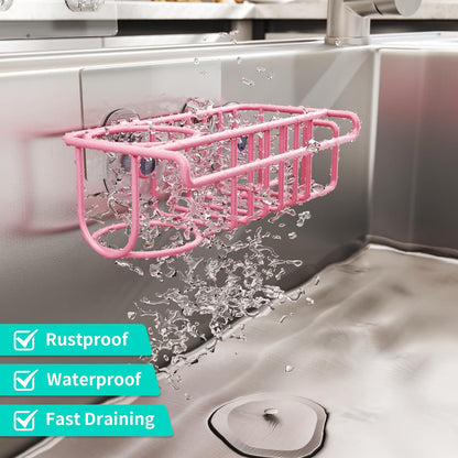 HapiRm 4 in 1 Sink Caddy Sponge Holder, SUS304 Stainless Steel Kitchen Brush Holder and Dish Cloth Hanger, Kitchen Organizers and Storage Essentials - Silver