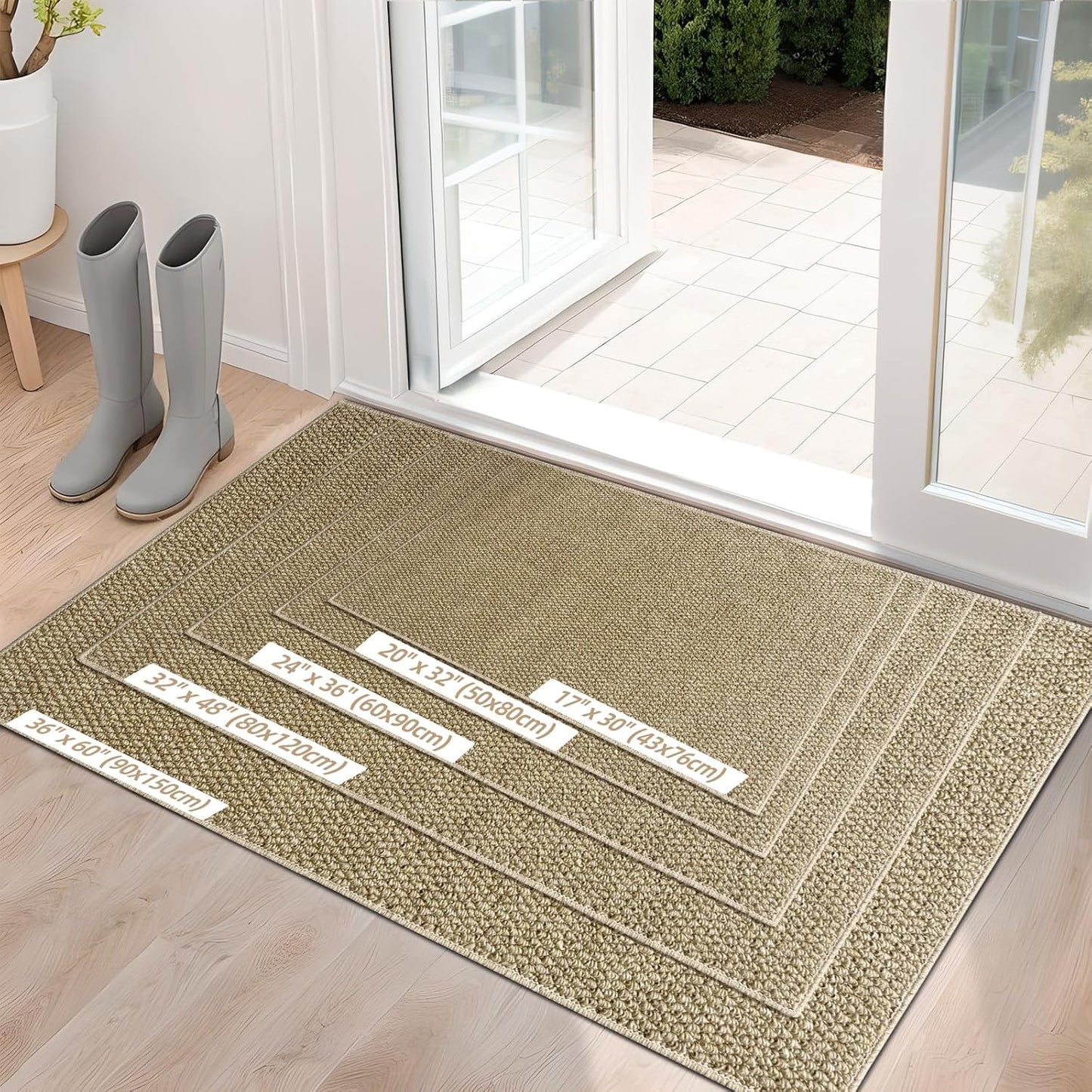 Indoor Door mat 17“ x 30”, Dirt Trapper Door Mat, Non-Slip Washable Entrance Mat, Dirt Resistant and Absorbent Welcome Mat,Low-Profile Doormat for Entryways, Front Doors, and Indoor Entrances, White