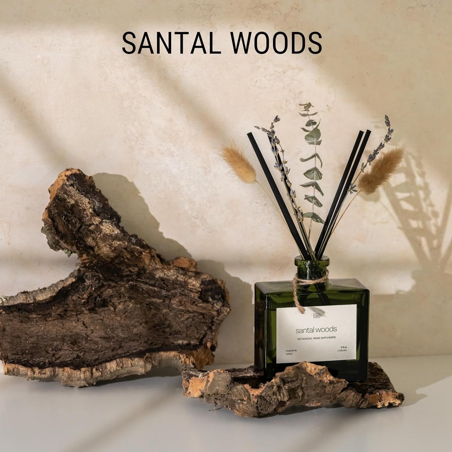 Craft & Kin Reed Diffuser with Dried Flowers | 5 oz Sicilian Citrus & Eucalyptus Scented Fall Reed Diffusers for Home, Bathroom | Scent Sticks | Elegant Fragrance Home Decor for Men & Women
