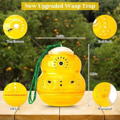 2 Pack Wasp Traps Outdoor Hanging | Carpenter Bee Traps for Outside Yellow Jacket Trap Wasp Killers Bee Catcher Hornet Trap for Outdoor Farm Garden (Orange)