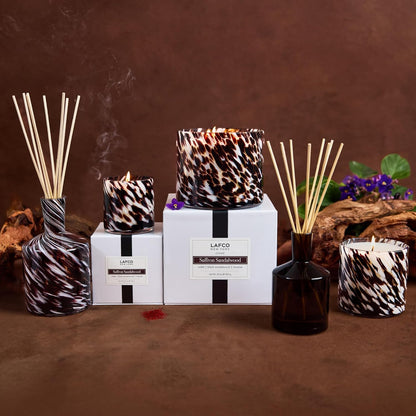 LAFCO New York Classic Reed Diffuser, Sea & Dune - 6 oz - Up to 3 Months Fragrance Life - Reusable Glass Vessel - Natural Wood Reeds - Made in The USA