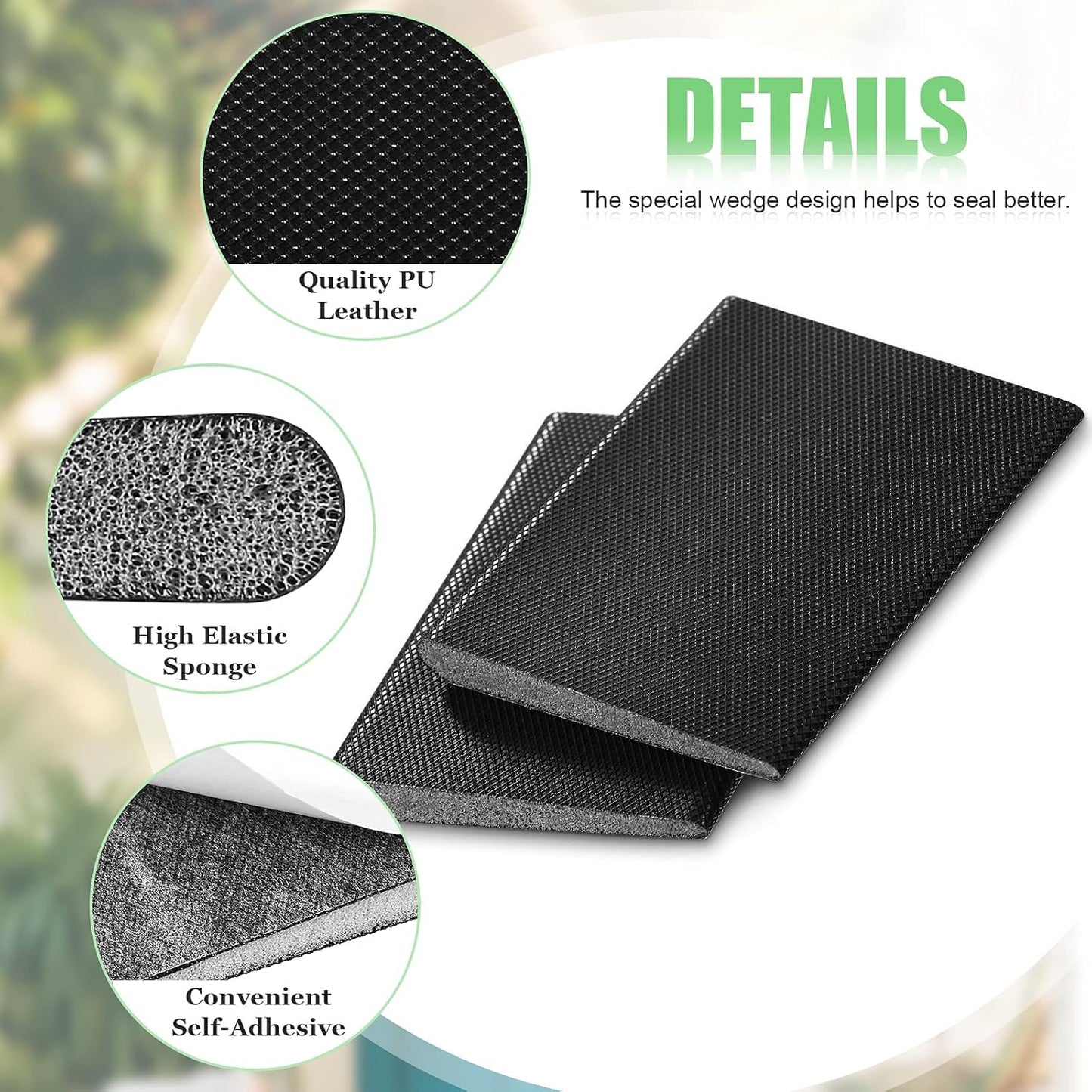 Jetec 6 Peices Self-Adhesive Door Corner Seals, Gap Filler Seal Strip Weather Stripping Draft Stopper Door Frame Seal Corner Foam for Weather Protection Isolation of Noise(Black)