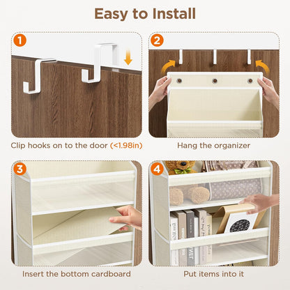 6 Tiers Over The Door Organizer, Heavy Duty Hanging Organizer Storage with Large Capacity Pockets, Behind Door Storage Hanging Shelves for Closet Wall Bathroom Bedroom Nursery Pantry, 1 Pack Grey