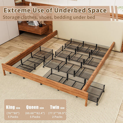 47.2'' Long Under Bed Storage on Wheels, 57.6L Large Capacity Rolling Under the Bed Storage Containers, Tool-Free Assembly Foldable Underbed Shoes Clothes Toy Drawers