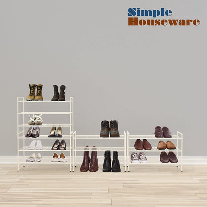 Simple Houseware 3-Tier Stackable Shoes Rack Storage Shelf, Black