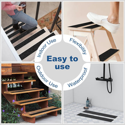 Anti Slip Tape 2 Inch x 16.5 Ft, Non Slip Waterproof Safety Grip Adhesive Traction Tape for Steps, Stair Treads and Ramps, Indoor & Outdoor Use