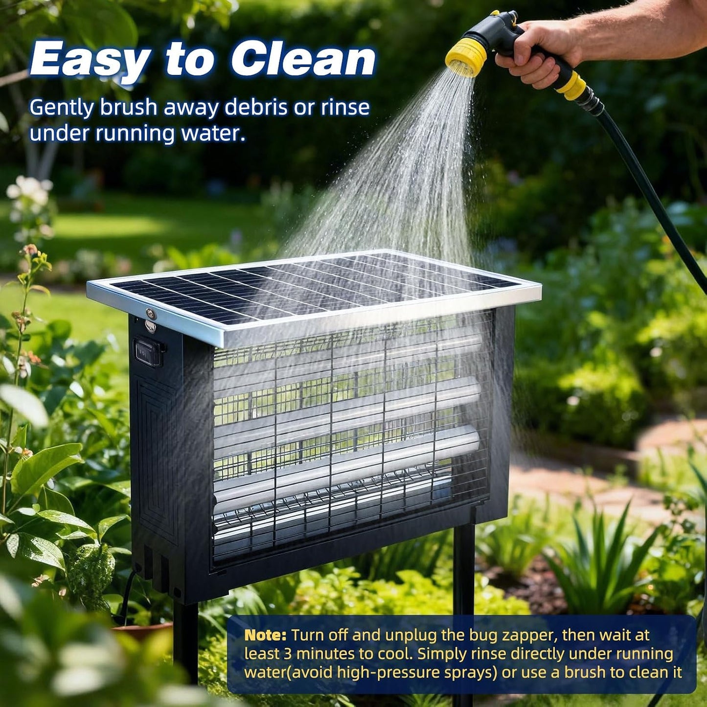 Powerful Large Solar Bug Zapper for 3000 sq.ft with 13FT Extension Cord | Rechargeable Outdoor Mosqutio Killer with 13W Solar Panel, Waterproof Solar Bug Zapper for Patio Garden Backyard RV Camping