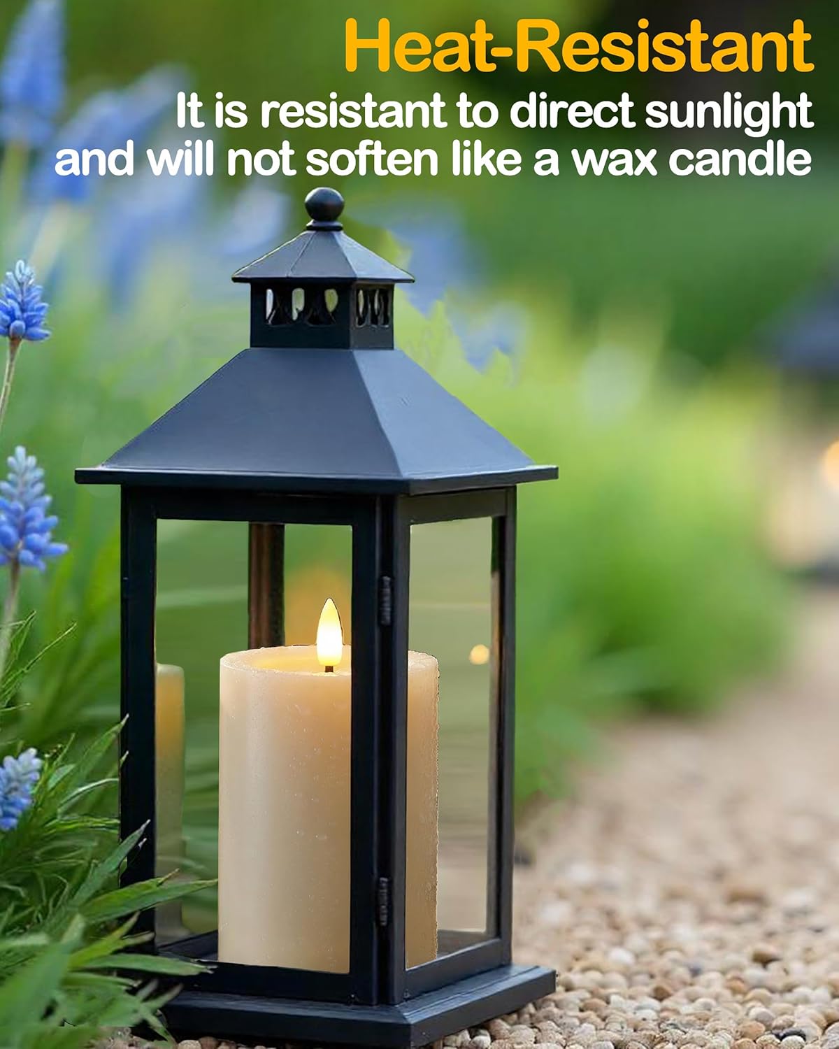Gmnee 3"x6" Outdoor Waterproof Flameless Candles with Remote and Timers, LED Candles, Battery Operated Candles, Electric Fake Pillar Candles for Patio, Porch, and Lanterns Decor (White, Plastic)