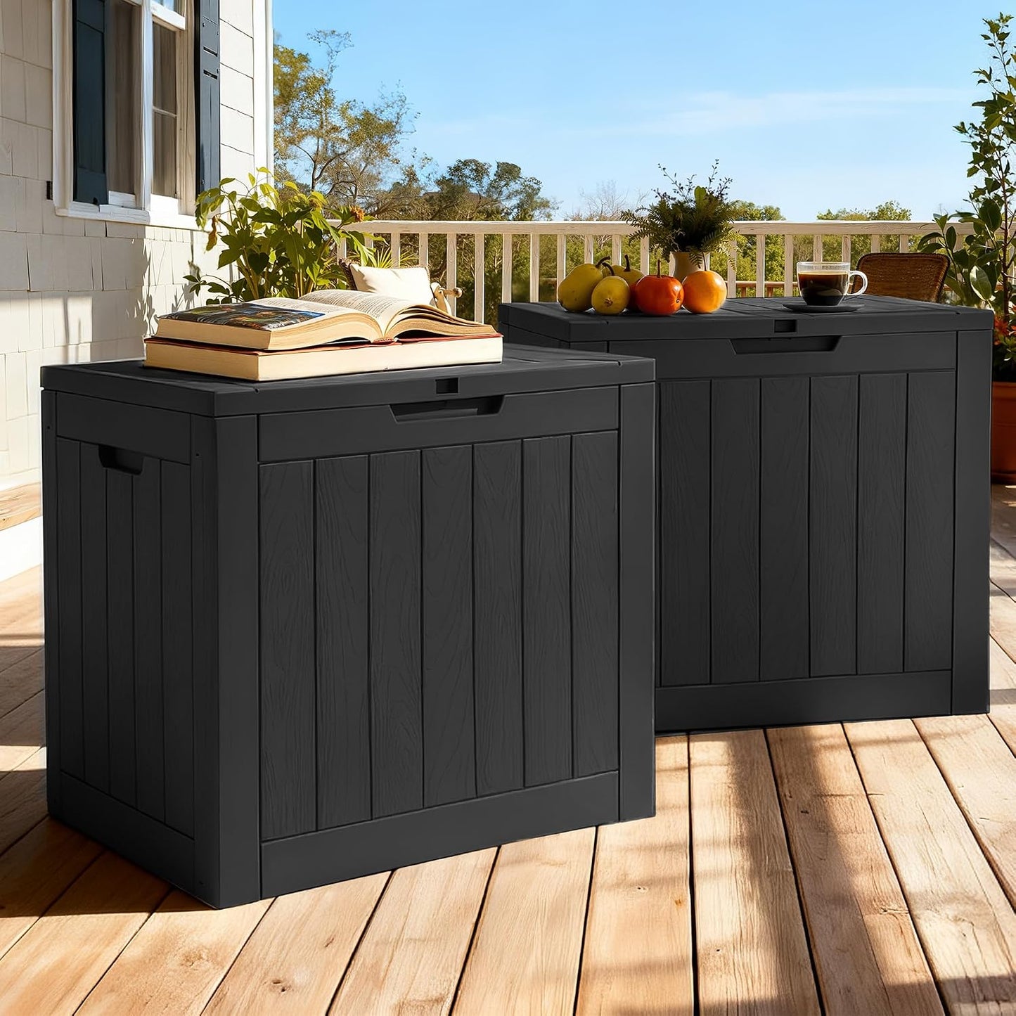 YITAHOME 134 Gallon Large Deck Box | Waterproof Resin Outdoor Storage Box with Lock, Doubles as 2-Person Bench Seating for Patio Furniture Cushions,Garden Tools &