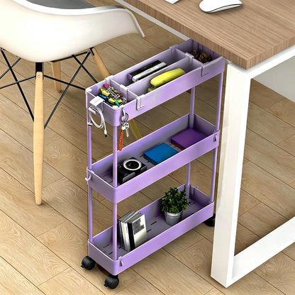 SPACELEAD Slim Storage Cart 3 Tier,Bathroom Organizer Rolling Utility,Mobile Shelving Unit Slide Out for Office, Kitchen, Laundry Room & Narrow Places，Green