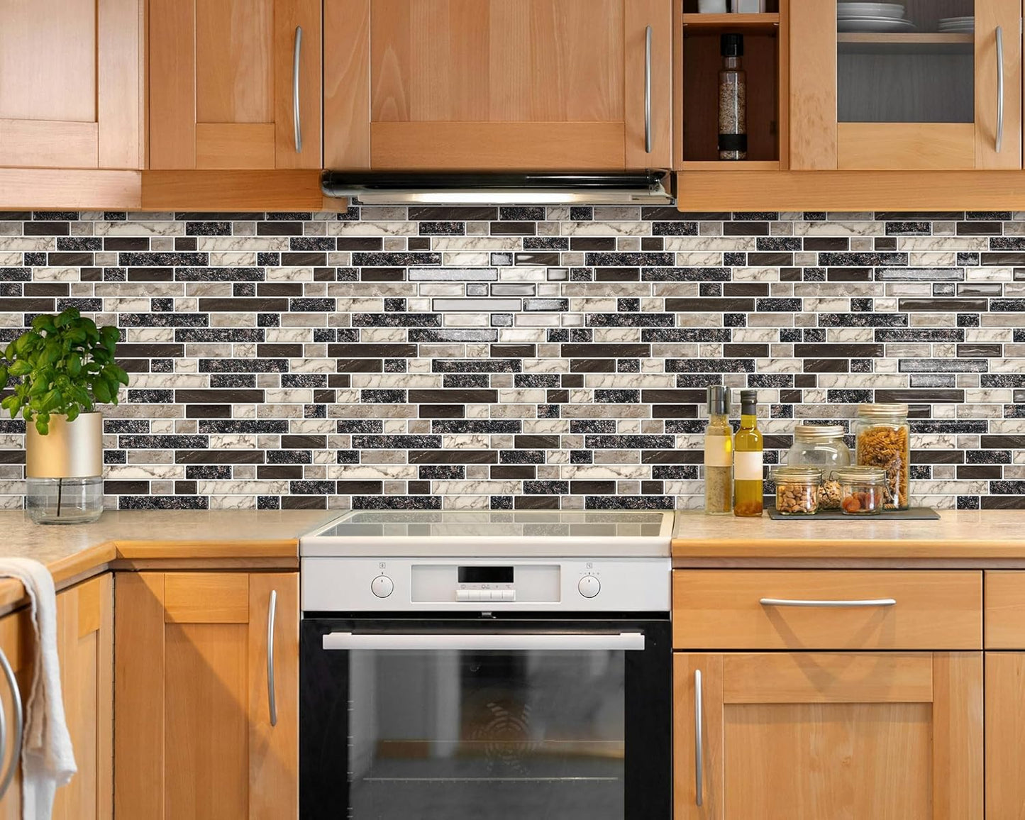 Peel and Stick Backsplash 3D Self Adhesive Wall Tile Brown 10 Sheet | Thick,Sticky,12"x12",Marble,for Kitchen,Bathroom
