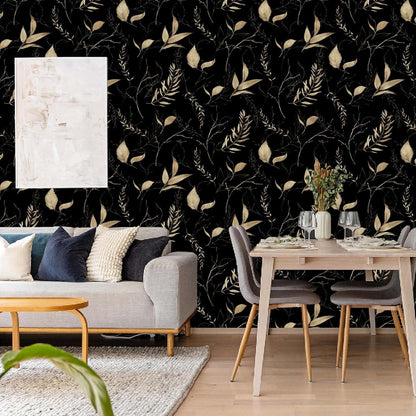 Sage Green and Blue Leaf Peel and Stick Wallpaper Modern Removable Self Adhesive Waterproof Renter Friendly Wall Covering for Bathroom and Accent Walls 17.7in x 88.5in