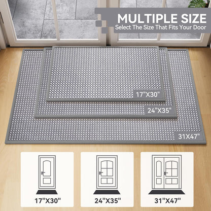 Front Door Mat 17''x30'', Absorbent Dirt Resist Washable Non Slip Low-Profile Indoor Doormat, Easy Clean Welcome Entryway Door Mats, Brown