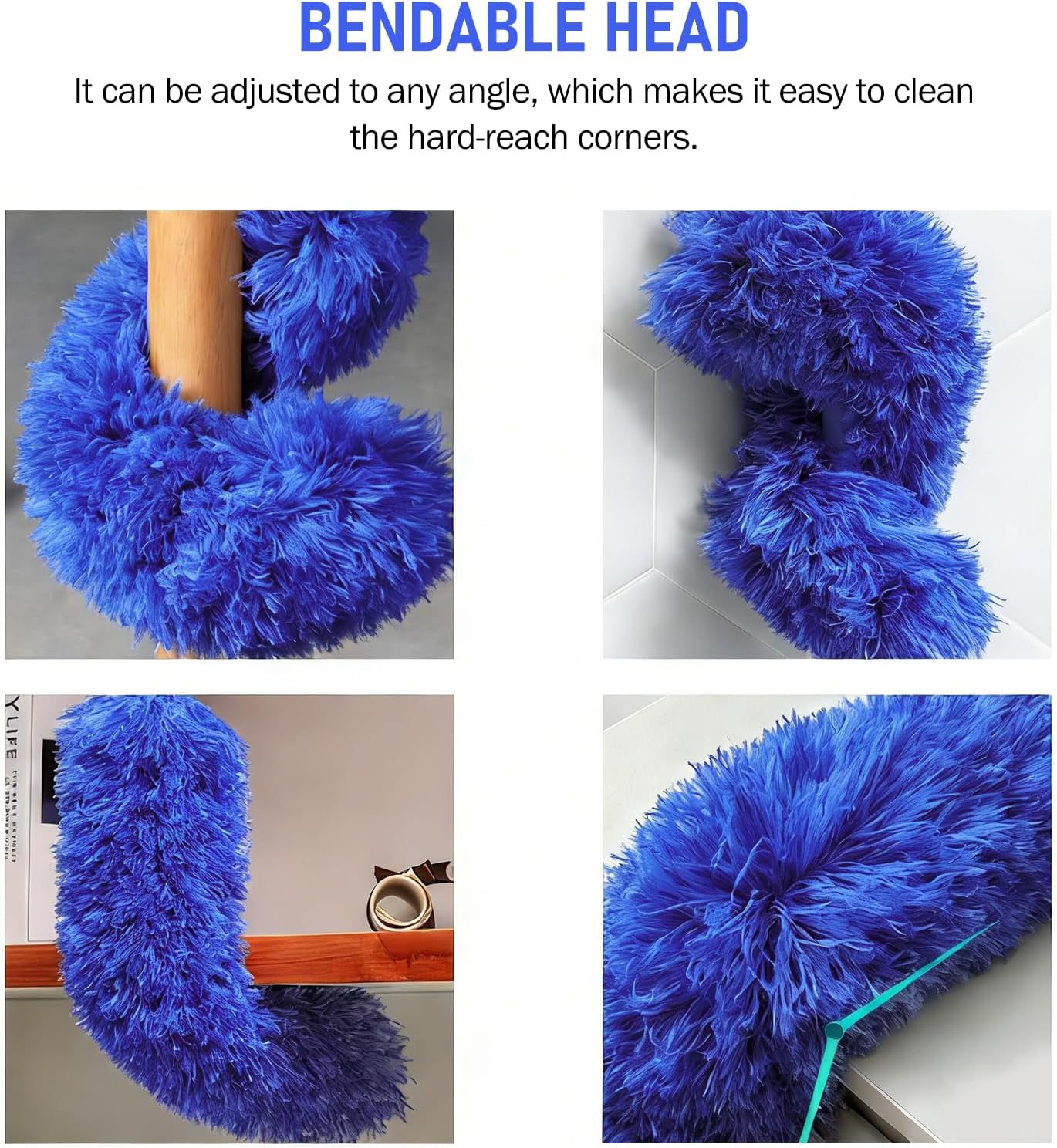 SetSail Extra-Long Dusters with Extension Pole 100-inch for Cleaning, Bendable Microfiber Head Washable Ceiling Fan Duster for High Ceilings, Furniture