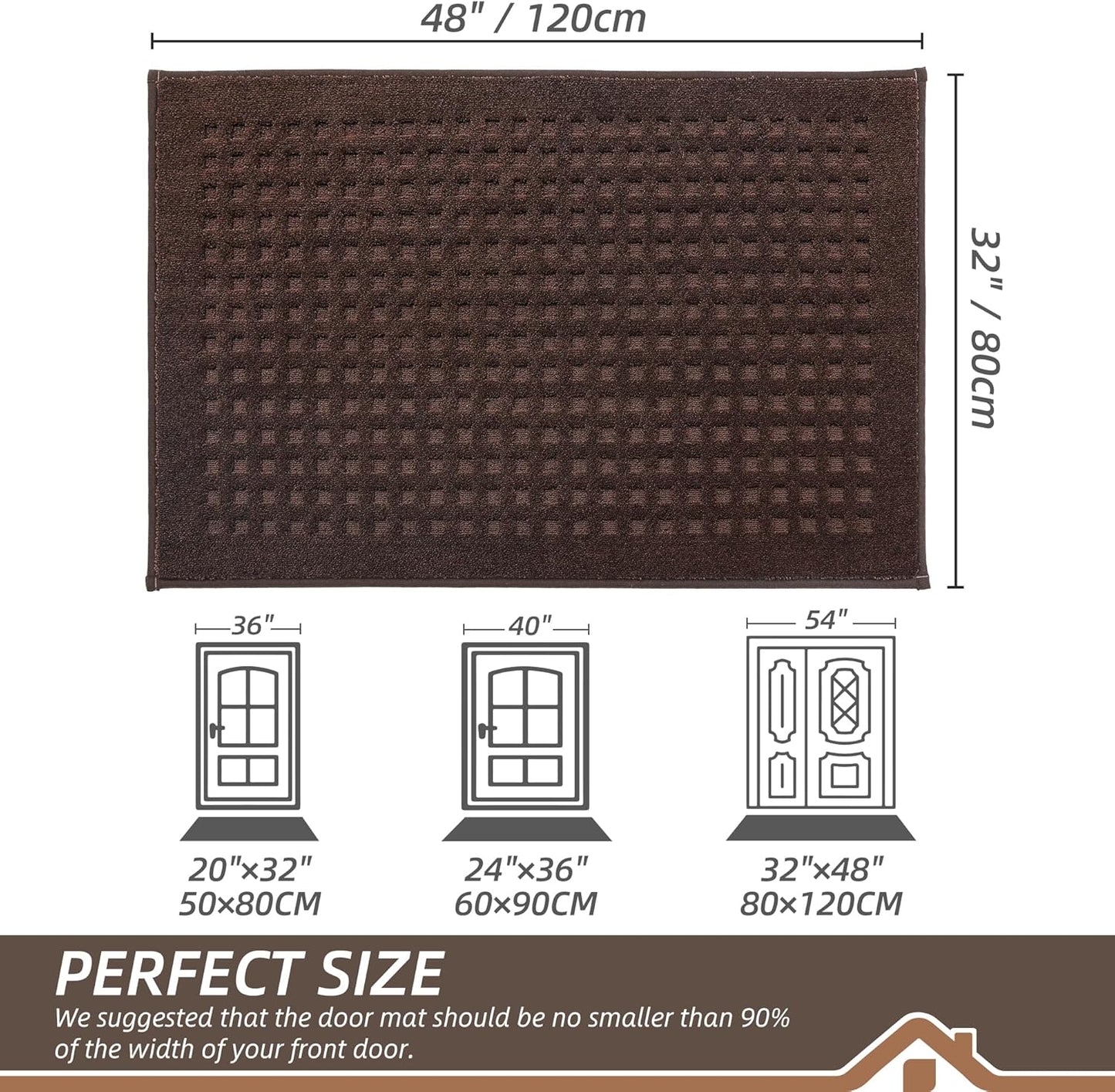 BEQHAUSE Dirt Trapper Door Mats 20"x32", Non-Slip Waffle Doormat Indoor Entrance Low-Profile, Dirt Resist and Absorbent Entryway Rugs Washable Inside Welcome Floor Mat for Front Back Door, Beige