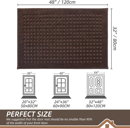 BEQHAUSE Dirt Trapper Door Mats 20"x32", Non-Slip Waffle Doormat Indoor Entrance Low-Profile, Dirt Resist and Absorbent Entryway Rugs Washable Inside Welcome Floor Mat for Front Back Door, Beige