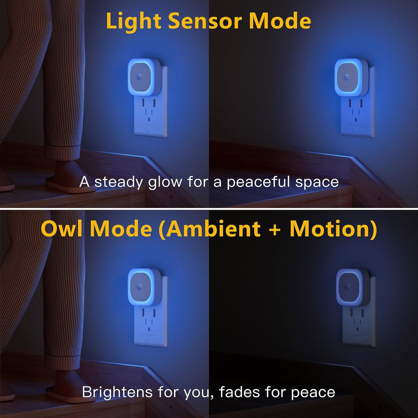 YUNLEX 2 Pack Plug in Red Sleep Night Light with Motion Sensor & Dusk to Dawn Sensor, Soft Glow, 0% Blue Light, Dimmable, Auto On/Off, LED Lights for Bedroom, Kids, Bathroom, Hallway, as Mother Gifts
