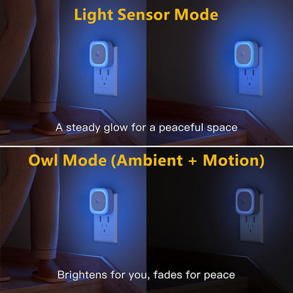 YUNLEX 2 Pack Plug in Red Sleep Night Light with Motion Sensor & Dusk to Dawn Sensor, Soft Glow, 0% Blue Light, Dimmable, Auto On/Off, LED Lights for Bedroom, Kids, Bathroom, Hallway, as Mother Gifts