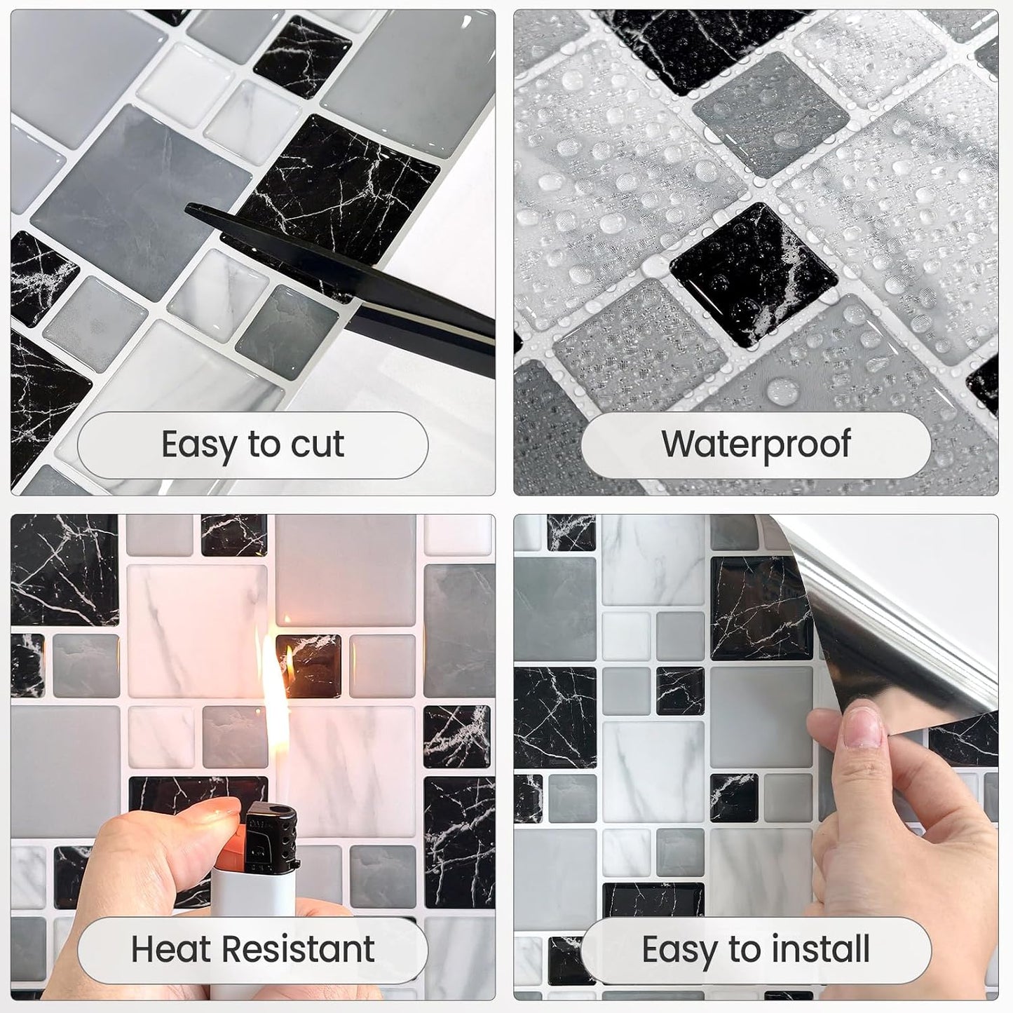 5 Sheets Peel and Stick Backsplash, Self Adhesive Wall Tiles, 3D Adhesive Tile Backsplash, 12"x12"Premium Self Adhesive Wall Tiles Peel and Stickfor Kitchen, Bathroom, RV(Spring Moss)