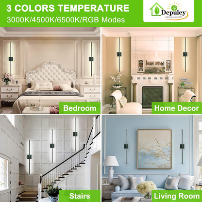 Depuley Battery Operated Wall Sconce: Set of 2 Wireless Wall Lights with 10000mAh Dimmable Bulbs and Remote for Bedroom - Rechargeable 15 Colors Gold Wall Lamp for Living Room Hallway