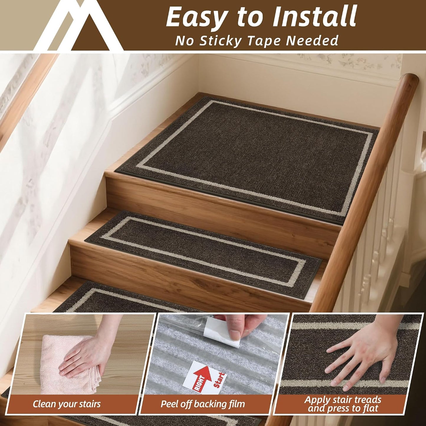 COSY HOMEER Soft Stair Treads Non-Slip Carpet Mat 28inX9in Indoor Stair Runners for Wooden Steps, Stair Rugs for Kids and Dogs, 100% Polyester TPE Backing 4pcs, Grey