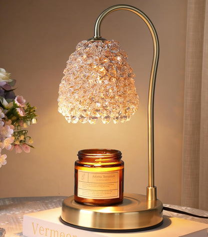 Candle Warmer Lamp with Timer Dimmer, Crystal Candle Lamp Birthday Gifts for Women, Mom, House Warming Gifts Wax Melt Warmer for Jar Candles with 2 Bulbs, Gold