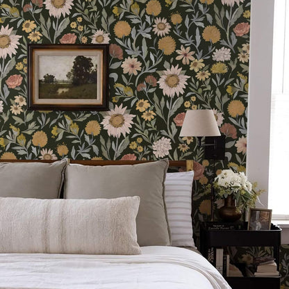 Dimoon 17.3''x78.7'' Peel and Stick Wallpaper Floral Cute Contact Paper Vintage Village Country Cottage Wallpaper Farmhouse Yellow Beige Renter Friendly Geometry Waterproof Embossed Kitchen Bedroom