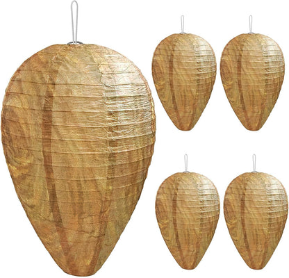 DECYOOL 4 Pack Paper Wasp Nest Decoy Hanging Fake Wasp Nest for Wasps Hornets Yellow Jackets