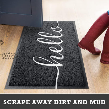 CozyBounty Black Door Mat Welcome Mats Outdoor Indoor Non-Slip Doormat for Entryway Low-Profile Floor Mat for Yard, Garage, High Traffic Areas (30"x17.5", Black)