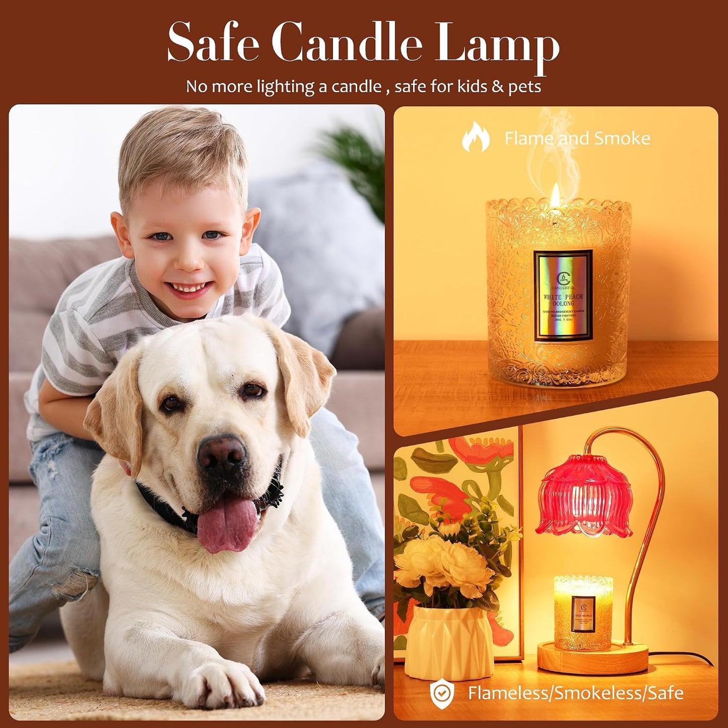 Flower Candle Warmer Lamp with Timer & Dimmer - Fits All Jar Scented Candles - Christmas & Mother's Day Gift for Women，Mom，Her