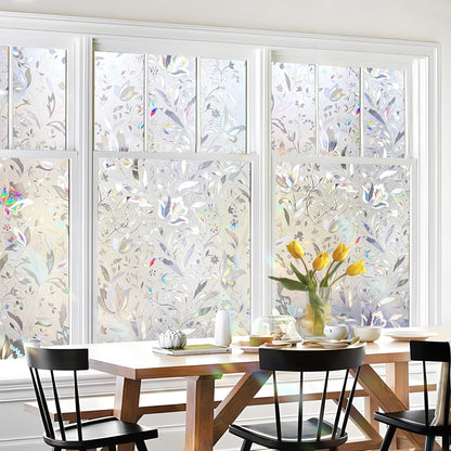 HIDBEA Frosted Window Privacy Film Heat Control UV Blocking, Static Cling Non-Adhesive Reusable Door coverings for Bathroom Home Office (Frosted 17.5 Inch x 6.5 Feet)