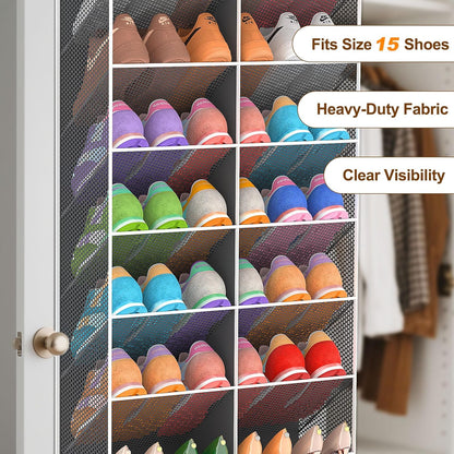 UVIAHOMI Over the Door Shoe Organizer for 20-30 Pairs, 10-Tier, Black
