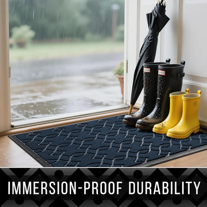 Yimobra Outdoor Mats for Front Door 29.5x17, All-Season Waterproof Doormat Outdoor Entrance, Heavy Duty Non-Slip Outside Door Mat for Garage Patio Proch Entryway Indoor, Black