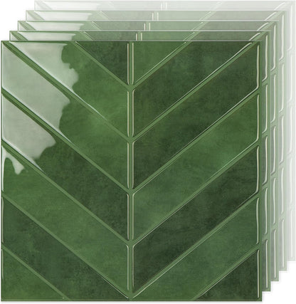 Peel and Stick Subway Backsplash Tiles, 5 Pack, 12 x 12 in, Almond | extra thick 3D wall panels, heat and water resistant wall panels, easy DIY kitchen, bathroom, laundry, fireplace wall décor