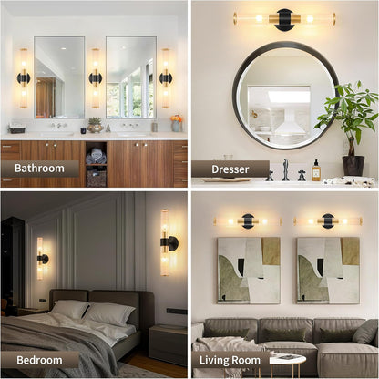 Morauroral Gold Battery Operated Wall Sconces Set of Two, Rechargeable Wall Sconce with Dimmable Remote Control, 20 Inch Wireless Sconce Wall Light for Bedroom, Living Room (Bulbs Included)