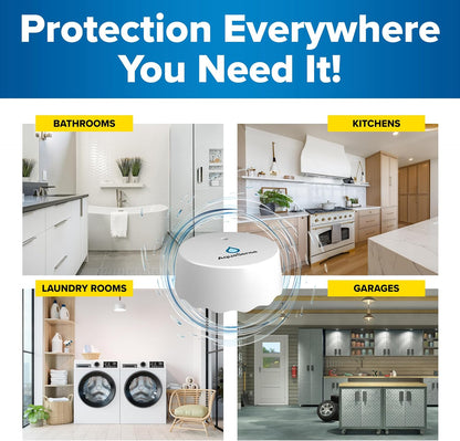 Leak Alarm Advanced Water Sensor | Wireless Real-Time Water Sensor with Instant Notifications | Battery Powered | Compact Design for Home & Basement | White
