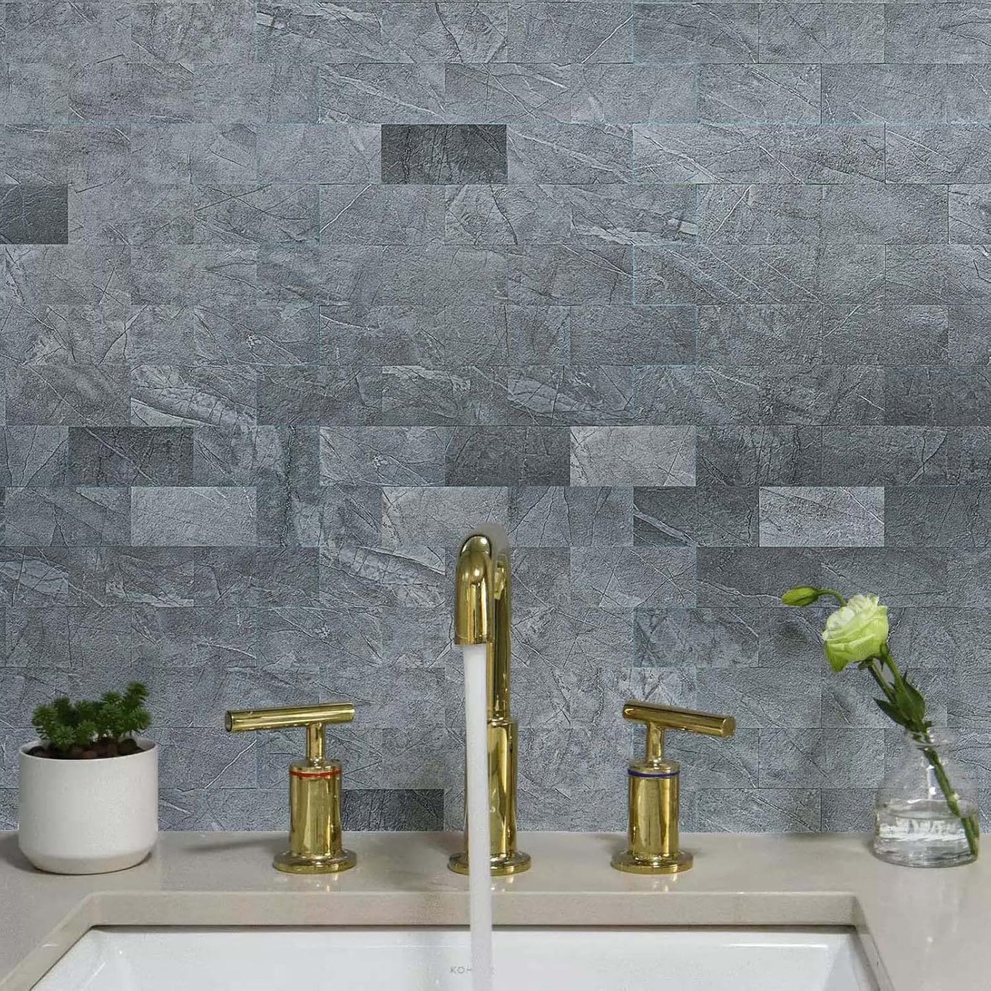 Art3d 10-Pack Peel and Stick Wall Tile for Backsplash, Stick on Stone Tile for Kitchen Bathroom Fireplace Vanitity in Stone Beige