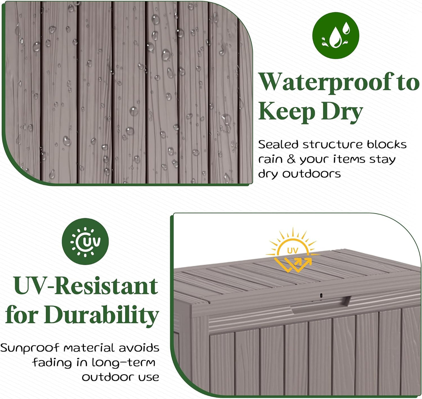 PatioZen 50 Gallon Deck Box Outdoor, Weatherproof Resin Patio Storage Box, Waterproof Outdoor Storage Boxes with Lid Lockable for Cushions, Garden Tools,Grey