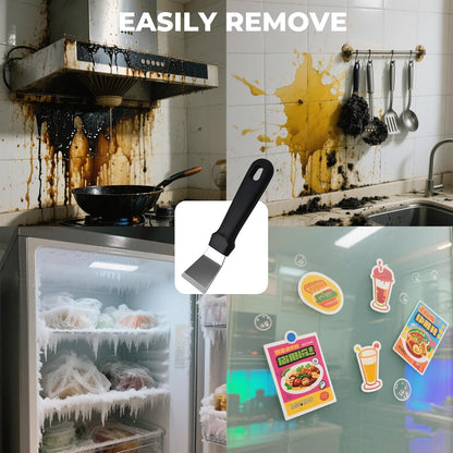 Glass Stove Curved Edge Scraper Flexible Black Straight Tool for Grease and Residue Removal