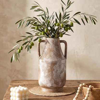 CUCUMI Ceramic Vase Set of 5, Home Decor Farmhouse Décor Handmade Pottery Vases for Pampas Grass, Dried Fresh Flowers, Table, Living Room, Kitchen, Shelf, Entryway Mantel Neutral Tones