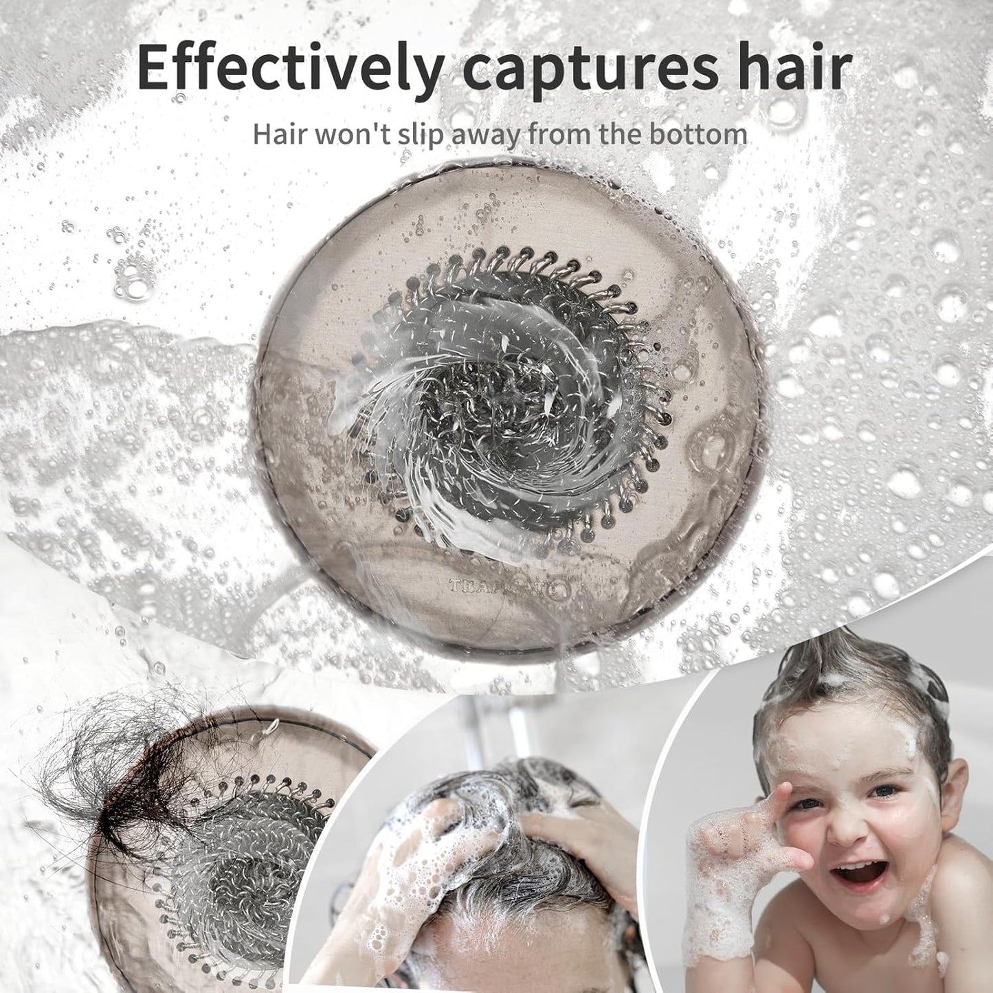 TRAPMATE Shower Drain Hair Catcher, 4.4" Easy Clean Bathtub Drain Hair Catcher, Anti-Slip Bath Tub Drain Protector, Upgraded 304 Stainless Steel Shower Sink Drain Cover for Bathroom (Patented Product)